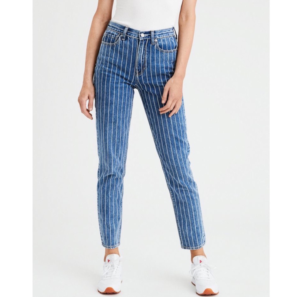 Striped American Eagle Mom Jeans